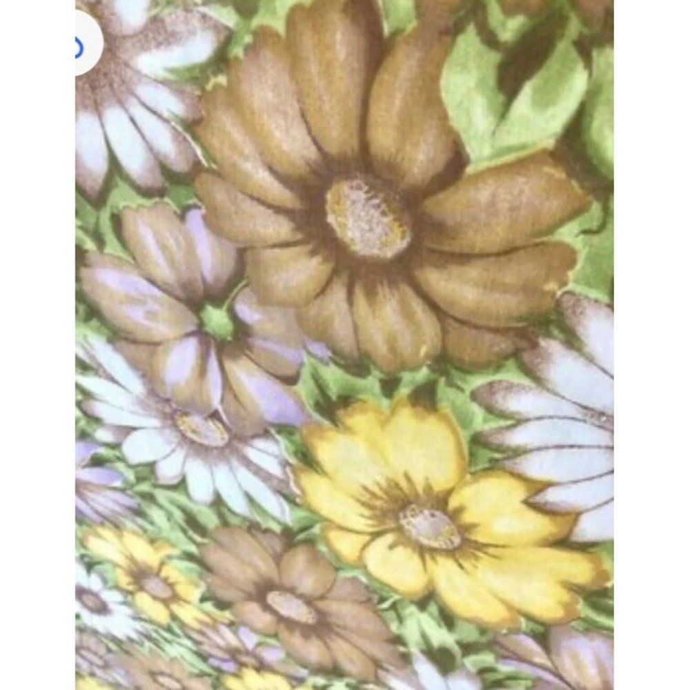 Vtg 70s Flowers Cannon Monticello Floral "ALOHA" 72x104 Twin Flat Sheet Fabric